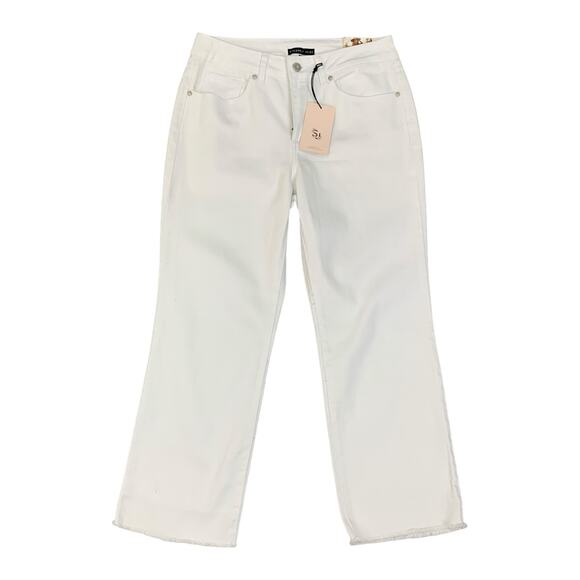 Sincerely Jules Jeans Women 5/27 White Denim High Rise Raw Hem Kick Bell Cropped - Picture 1 of 15
